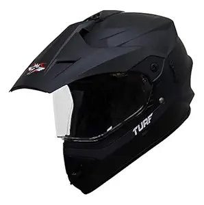 Steelbird Off Road Turf Motocross Helmet (Large 600 MM, Matt Midnight Black with Clear Visor)