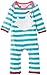 Toby Tiger Baby Girls Organic Chick Sleepsuit Striped Bodysuit, Blue, 0-3 Months