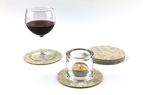 NordernArt Untersetzer rund 10cm für Gläser 6er Set, zum Schutz Ihrer Oberflächen, 100% natur Wollfilz, Getränke-Untersetzer für Wohnzimmer Bar Küche, edle Farbe wählbar (Marmor) - 6