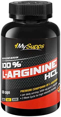 My Supps 100 Percent L-Arginine HCl 180 Capsules Container