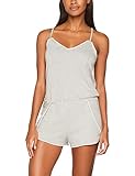 Iris & Lilly Combishort de Nuit à Pompons Femme, Gris, Gris (Medium Grey Marl)