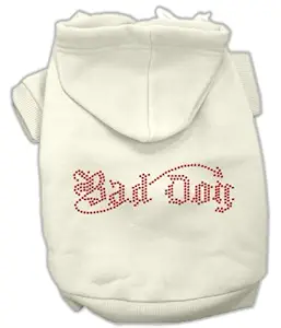 Mirage Pet Products 18-Inch Bad Dog Rhinestone Hoodies, XX-Large, Cream