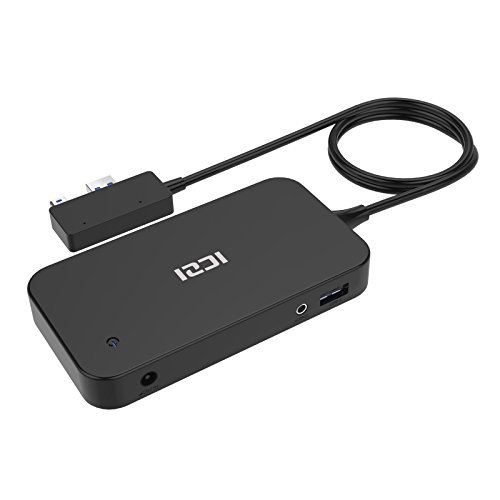 ICZI Surface Dock Hub mit 2x USB 3.0 port, 1x USB 2.0 port, Audio, DisplayPort, HDMI Ausgang und RJ45 Gigabit Ethernet Adapter, für Microsoft Surface Pro 4 und Surface 3 - 2