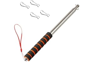 QIUBOLUNY 2.5M Teleskopische Handflaggenpolsten mit Clips Tragbare Flagge Pole Leichte ausziehbare Tour Guide Edelstahl Banner Flagge Pole Pointer für Lehrer mit Anti-Rutsch Griff (schwarz ang orange)