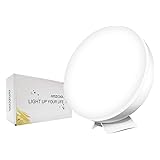 Happy Natural Light Therapy Lamp Simulated Sunlight Full Spectrum LED Lamp UV-Free 10000 Lux Bright Light Box Portable, Metal