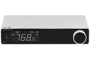 TOTAUDIO Topping E70 DAC stationnaire avec Bluetooth et design élégant, couleur argent