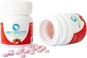 ATC HANDELS GMBH Myospots – Entrenamiento eficaz para la calma de la lengua en diferentes sabores – 100 pastillas – Soporte versátil para la respiración y la salud (fresa)