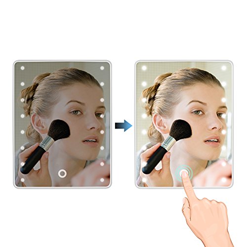 Wawoo® Make-up-Spiegel mit LED Beleuchtung Dimmbar durch Touch-Schalter + 16 LEDs + Ultra-High Definition Falterbar Standspiegel Profi Kosmetikspiegel Schminkspiegel Tischspiegel Batteriebetrieben (weiß) - 3