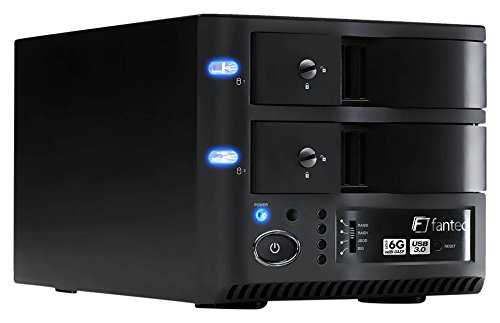 FANTEC MR-35DU3-6G Externes 2-fach RAID Festplattengehäuse (für den Einbau von 2x 8,89 cm (3,5 Zoll) SATA I/II/III Festplatten, USB 3.0 SUPERSPEED Anschluss, 6G und UASP Support, RAID Funktion (0/1/JBOD/BIG Modus), 70 mm Lüfter, schraubenlos, internes Netzteil) schwarz