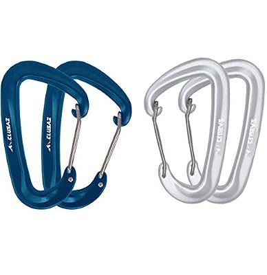 CLUSAZ Mousqueton en Aluminium pour Hamac/Sac de Montagne/Tente / Porte-Clés/Camping (2 Alu + 2 Bleu)