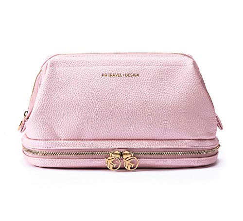 Trousse de Toilette en Cuir pour Femmes et Filles, Grande Trousse de Toilette de Voyage | Trousse de Toilette | Cas de beauté Trousse de Toilette de Voyage pour la liquidité (Rose)