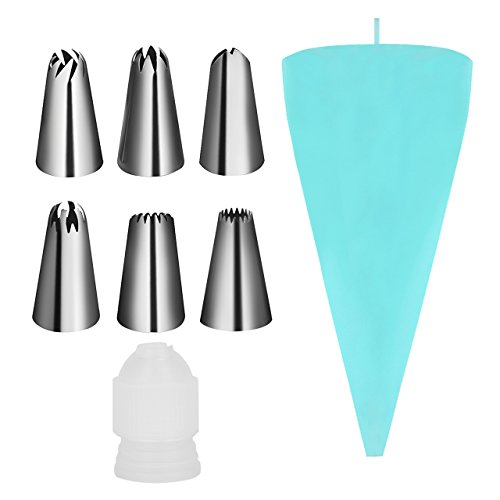 Newcomdigi Torten Tüllen Garniertüllen Russische Spritztüllen Blütenblätter Tortenspritze Deko 9 tlg Set mit Silikongebäckbeutel
