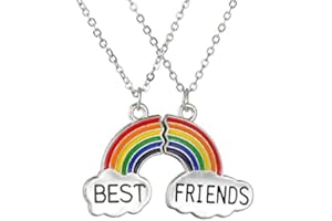 MenYiYDS 2 Stück BFF Halsketten Freundschaftskette Beste Freunde Mädchen Halskette Regenbogen Schmuck Anhänger für Mädchen Geburtstagsgeschenke Anhänger Kette Geschenke (Bunter Regenbogen)