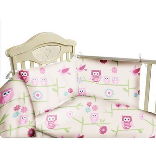 Ready Steady Bed Children's Cot Size Owls Print Duvet Cover & Bumper Set. Size: 100cm x 120cm