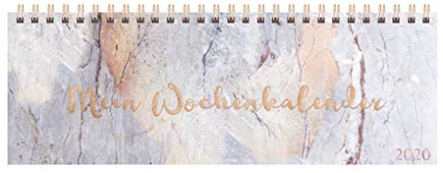 Tischquerkalender Marble 2020: 1 Woche 2 Seiten; Bürokalender mit viel Platz für Notizen; Format: 29,8 x 10,5 cm