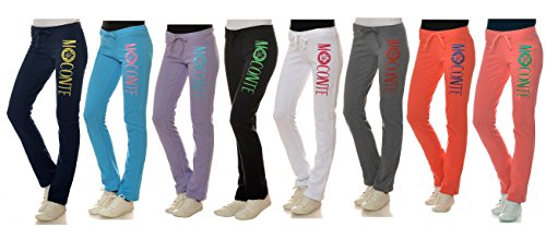 M.Conte Damen Sommer Jogginghose Sweathose ohne Bündchen, lang Jersey-Hose im Sport-Stil mit offenem Beinabschluss S M L XL Rosita - 6