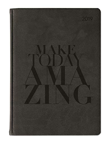 Ladytimer Grande Deluxe Black 2019 - Taschenplaner / Taschenkalender A5 - Tucson Einband - Motivprägung Typografie - Weekly - 128 Seiten