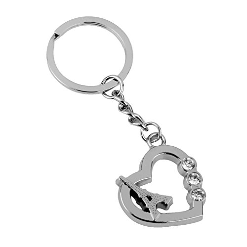 Preisvergleich Produktbild 1pc Legierung Strass Liebe Eiffelturm Form Anhänger Schlüsselring