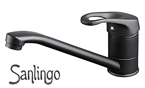 Moderne Küchen Spülbecken Einhebel Armatur Mischbatterie Schwarz Sanlingo - 3