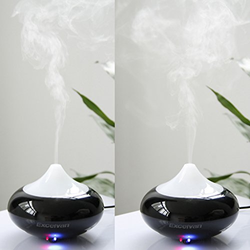 Luftbefeuchter LED Aromatherapie Essential Oil Diffuser Tragbar Überschall Aroma Diffuser Luftbefeuchter Raumbefeuchter mit 7 Farbenwechsel 140ML Schwarz für für Yoga - 2