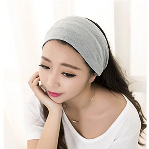 HuntGold 1XMädchen Dame Weit Yoga Schönheit Make-up Gesicht waschen Haarband Elastic Stretch Stirnband (grau) - 2