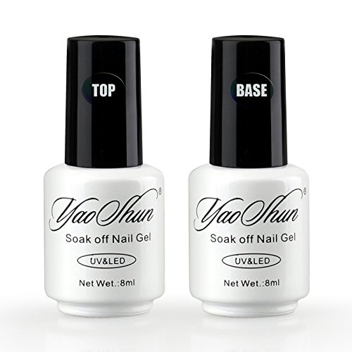 Yaoshun Top Coat Base Coat UV LED Gel Nail Polish Soak Off Nail Lacquer Nail Kits Shiny Manicure Clear Color 8ml