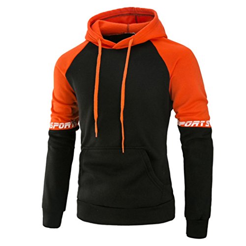 Sudaderas HombreSudadera con Capucha de Manga Larga para Hombre Chaqueta Sudaderas con Capucha (L, Naranja)
