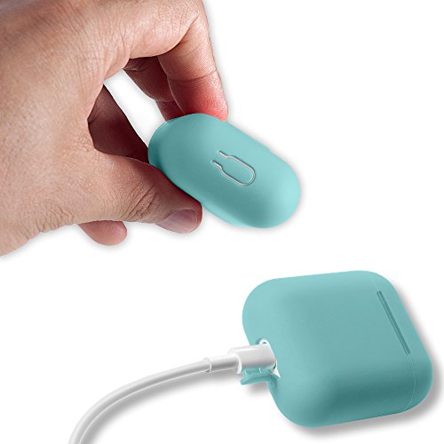 AirPods Case Protective  FRTMA Silicone Skin Case with Sport Strap for Apple AirPods  Ice Sea Blue