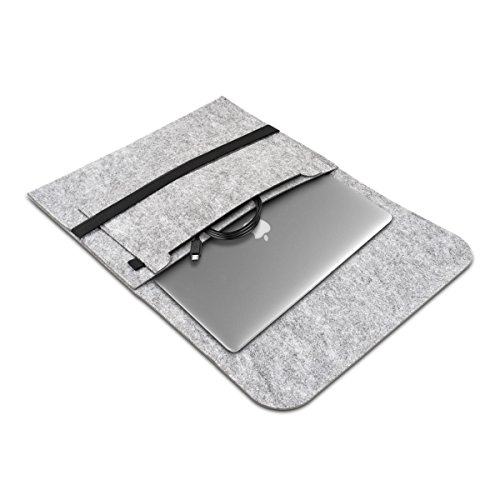 kwmobile Laptoptasche Filz Sleeve für 15″ 15,6″ Laptop / Ultrabook – Notebook Tasche Schutzhülle Laptop Case Hülle in Grau mit Innentaschen Innenmaße: ca. 41,5 x 31 cm - 6