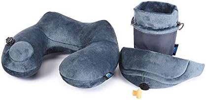 Travel Pillow Neck Rest Pillow Push Inflate without Mouth Free Sleep Eye Mask and Earplugs Included by MYCIECOO