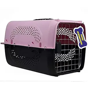 Tikora International Dog Cat Travel Bag Cage Carrier | Folding Collapsible Transport Box Crate Steel Door Plastic Handle | Cage Size !9.5 x 13 x 12.5 inch for Cat Dog (Pink)