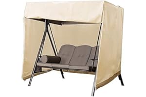 JILIJIA Housse de balancelle 3 places avec fermeture éclair et corde rétractable, housse de siège de jardin, housse de hamac anti-UV, résistante aux déchirures 210D Oxford Protection de balancelle de jardin