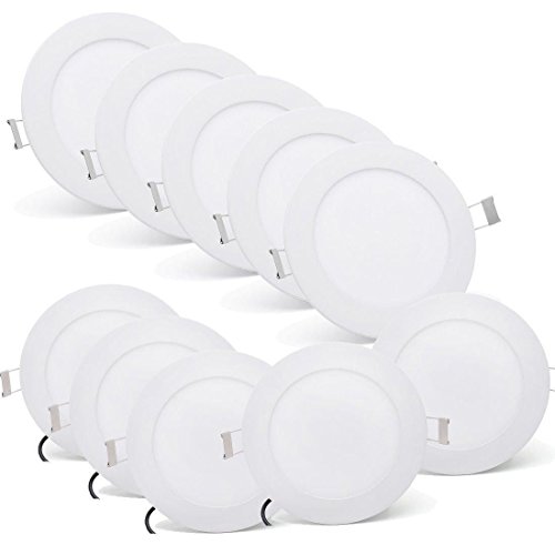 [10 Piezas] MYHOO 10X6W LED luz de techo de Alta calidad, Diseño de Panel LED Foco empotrable Lámpara de techo Aplique de pared redondo (6W Blanco frío)