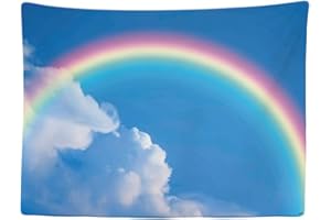 Ulticool – Tapisserie Murale Décorative Chambre - Arc en Ciel Clair Bleu Nuage - 200 x 150 cm Grand – Papier Peint Tissu – Tapestry Aesthetic Wall - Décoration Panoramique