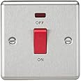 KNIGHTSBRIDGE CL81NBC 45A DP Switch with Neon (Single Size) -Rounded Edge Brushed Chrome