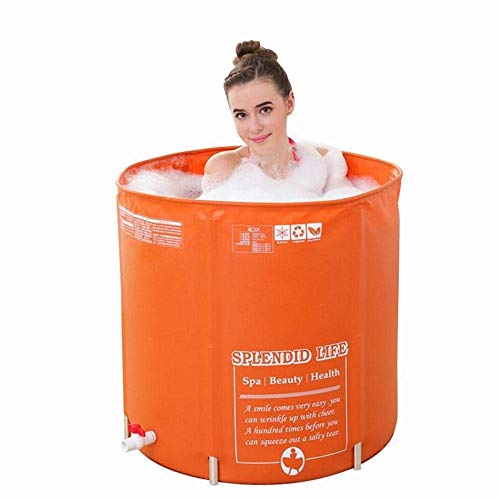 Preisvergleich Produktbild Badewannen Einstellbare Höhe, Haushalt Folding BathTub, verdickte Warm Großes Fass, Orange, 70 * 70cm