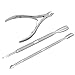 3Pcs Nail Cuticle Pusher Remover Nipper Trimmer Clipper Manicure Tools