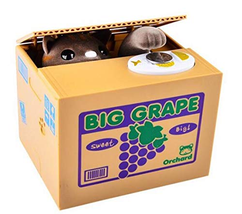 Calico Cat Child Piggy Bank Guardar diseño de Moneda Cute Funny Animal Stealing Money Box Storage Child Gift (Patrón de UVA)