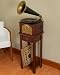 Produktbild Gramophone Style Voice Nostalgia Retro Music System with Turntable Record Player - Radio - CD Player - MP3 Playback (USB / SD Card) Stereo Music Centre with His Masters Horn (inc Table Stand with built in Sub Woofer Speaker) - Steepletone Phono 1 Dark Wood Finish by THE MORE SHOP