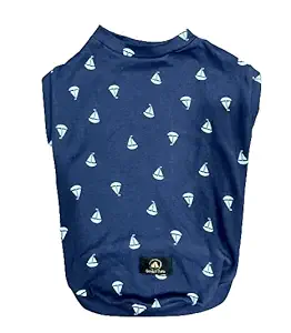 Golden Tails Printed T-Shirt Dress for Dogs and Cats (Blue)(Large 18