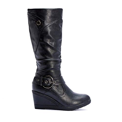 womens mid calf biker boots