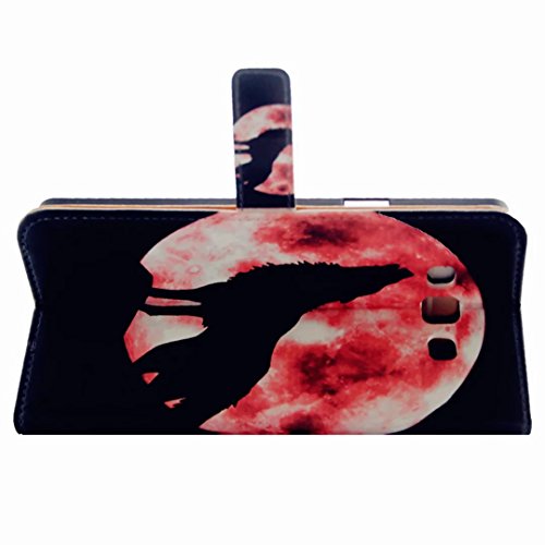 Samsung Galaxy A7 (2015) Hülle Handytasche, MUTOUREN 2 in 1 Zubehör für Samsung Galaxy A7 (2015) Slim PU Tasche Klapp Flip Folding Magnetisch PU Leder Flip Cover Tasche mit Kartensteckplatz Brieftasche Hinterschale Kartenschlitz + Metall Stift Stylus – Wolf - 5