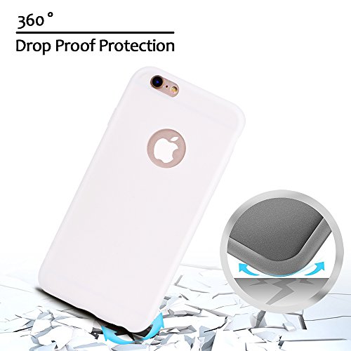 Funda iPhone 6 6s   E-Lush Suave Silicona TPU Carcasa iPhone 6s Bumper Ultra Delgado Flexible Gel Parachoques Goma Mate Opaco Case Cover Amortigua Golpes Protectiva Caso para iPhone 6 6s  4 7 Pulgadas  Smartphone Anti-Rasgu  o y Resistente Tapa - Blanco
