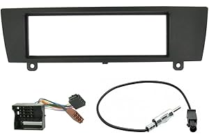 Leisure Direct Single Din Black Fascia Facia Trim Surround Adaptor with Iso Wiring Aerial Adaptor Fitting Kit for Bmw 1 3 Series Z4