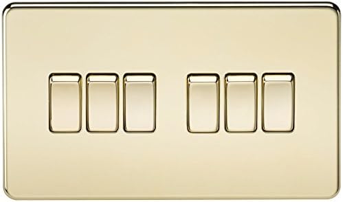 Knightsbridge SF4200PB Screwless 10A 6G 2 Way Switch Polished Brass