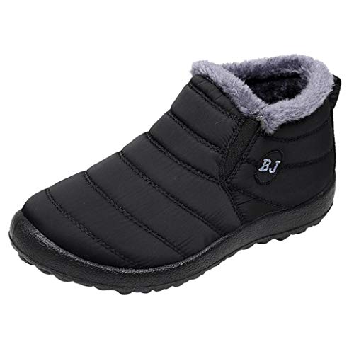 QUICKLYLY Botas para Hombre Calzado De Protección Zapatos Invierno Color Sólido Mantener Cálidos Botines Más De Terciopelo Nieve Planas