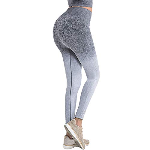 Cysincos Pantalon de Sport Femme Yoga Couleur Dégradée Fitness Gym Pilates Taille Haute