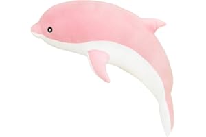 Surakey Dauphin Mignonne en Peluche Jouets Poupée de Peluche, 50CM Réaliste Dauphin Poupée danimaux en Peluche Doux Cadeaux de Oreiller Jouets Créatifs pour Enfants Famille Amis, Rose