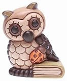 THUN ® - Gufo Portafortuna con Libro e Coccinella - Bomboniera Laurea - Animali da Soprammobile da Collezione - Formato Piccolo - Ceramica