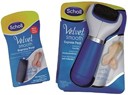 Original Scholl Velvet Smooth Express Pedicure Gadget Blue Callused Skin Remover incl. Batteries and 2 Spare Roll